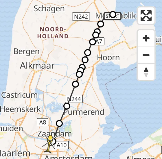 Vlucht Traumahelikopter PH-LLN van Medemblik naar Amsterdam Heliport op maandag 16 september 2024 23:34