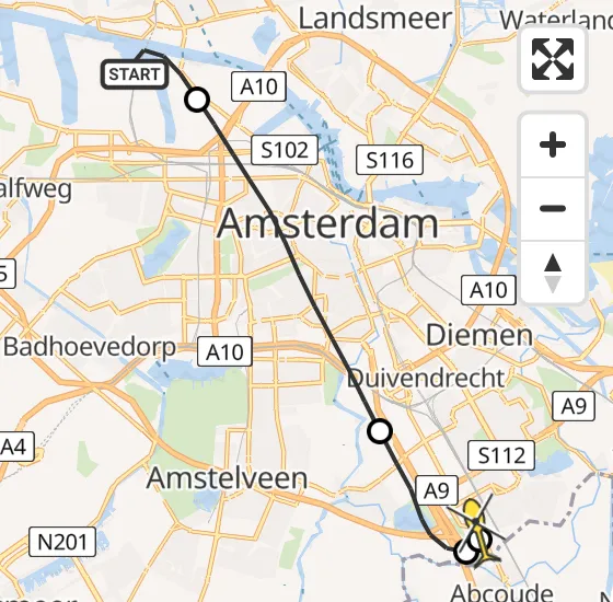 Vlucht Traumahelikopter PH-LLN van Amsterdam Heliport naar Academisch Medisch Centrum (AMC) op dinsdag 17 september 2024 0:01