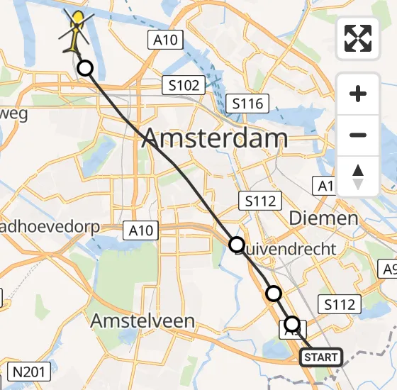 Vlucht Traumahelikopter PH-LLN van Academisch Medisch Centrum (AMC) naar Amsterdam Heliport op dinsdag 17 september 2024 0:24