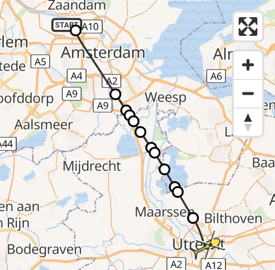 Vlucht Traumahelikopter PH-LLN van Amsterdam Heliport naar Utrecht op dinsdag 17 september 2024 1:52