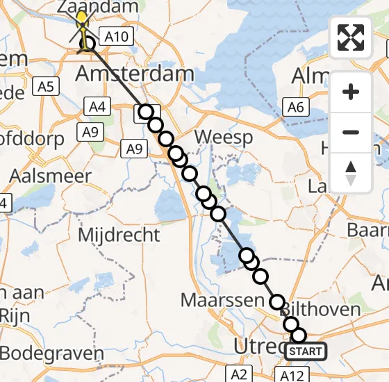 Vlucht Traumahelikopter PH-LLN van Universitair Medisch Centrum Utrecht naar Amsterdam Heliport op dinsdag 17 september 2024 3:15