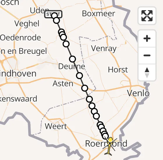 Vlucht Traumahelikopter PH-DOC van Vliegbasis Volkel naar Roermond op dinsdag 17 september 2024 7:22