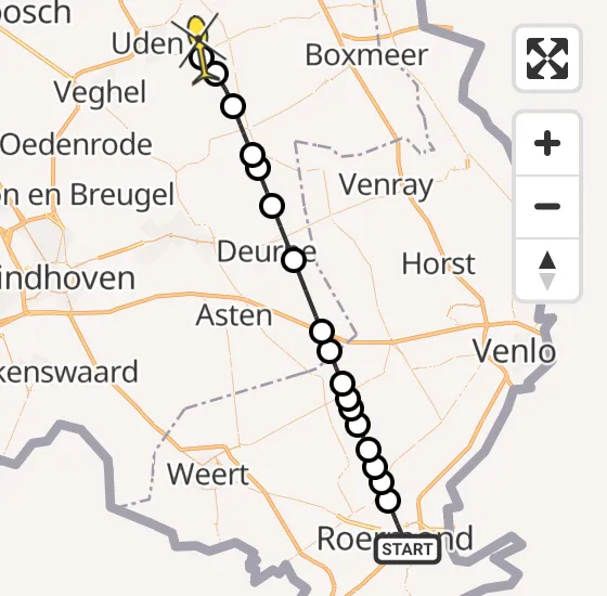 Vlucht Traumahelikopter PH-DOC van Roermond naar Vliegbasis Volkel op dinsdag 17 september 2024 8:00