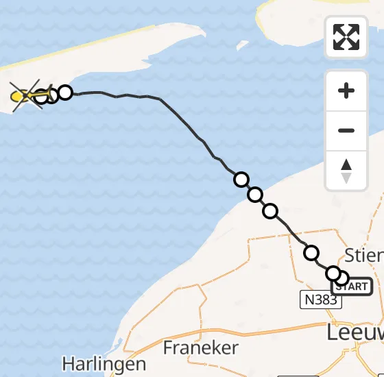 Vlucht Ambulancehelikopter PH-OOP van Leeuwarden naar Formerum op dinsdag 17 september 2024 10:04