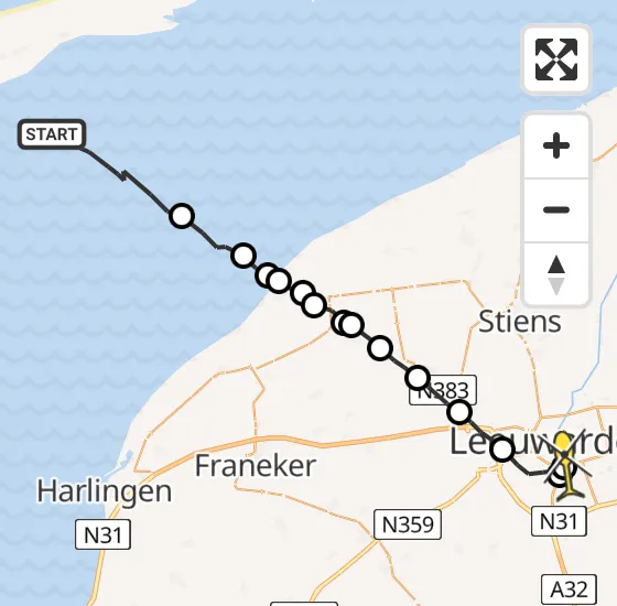 Vlucht Ambulancehelikopter PH-OOP van Oosterend naar Leeuwarden op dinsdag 17 september 2024 10:36