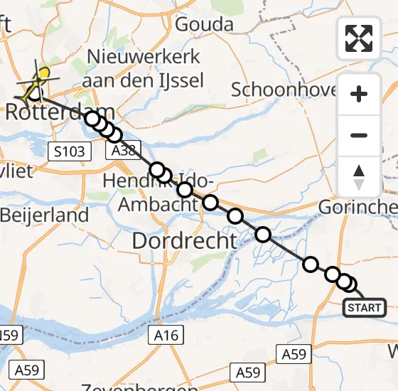 Vlucht Traumahelikopter PH-MAA van Dussen naar Rotterdam The Hague Airport op dinsdag 17 september 2024 12:29