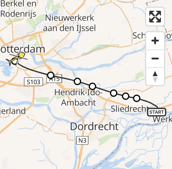 Vlucht Traumahelikopter PH-MAA van Hardinxveld-Giessendam naar Erasmus MC op dinsdag 17 september 2024 14:51