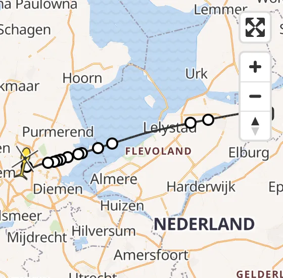 Vlucht Traumahelikopter PH-LLN van Kampen naar Amsterdam Heliport op dinsdag 17 september 2024 15:33