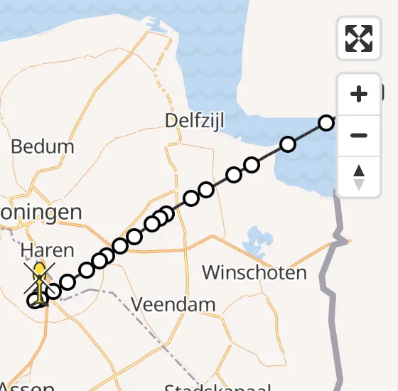 Vlucht Traumahelikopter PH-TTR van Emden naar Groningen Airport Eelde op dinsdag 17 september 2024 15:38