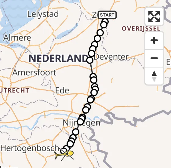 Vlucht Traumahelikopter PH-DOC van Zwolle naar Vliegbasis Volkel op dinsdag 17 september 2024 15:48