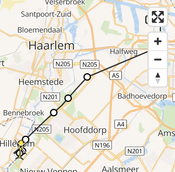 Vlucht Traumahelikopter PH-LLN van Amsterdam Heliport naar Hillegom op dinsdag 17 september 2024 16:33