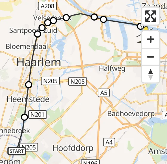 Vlucht Traumahelikopter PH-LLN van Zwaanshoek naar Amsterdam Heliport op dinsdag 17 september 2024 17:04