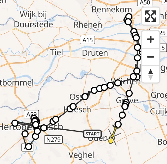 Vlucht Politiehelikopter PH-PXA van Uden naar Vliegbasis Volkel op dinsdag 17 september 2024 20:52