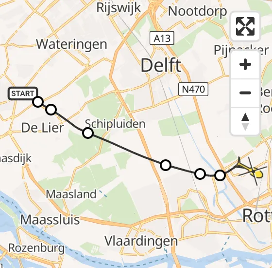 Vlucht Traumahelikopter PH-MAA van Honselersdijk naar Rotterdam The Hague Airport op dinsdag 17 september 2024 23:42