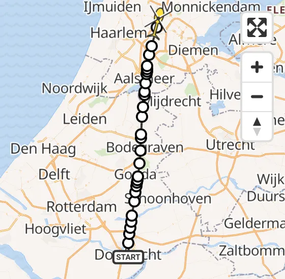 Vlucht Traumahelikopter PH-LLN van Dordrecht naar Amsterdam Heliport op woensdag 18 september 2024 0:26