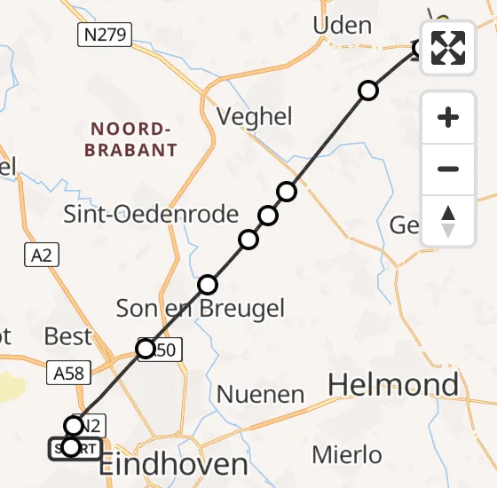 Vlucht Traumahelikopter PH-DOC van Eindhoven naar Vliegbasis Volkel op woensdag 18 september 2024 0:52