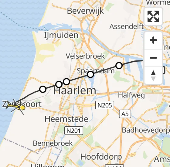 Vlucht Traumahelikopter PH-LLN van Amsterdam Heliport naar Zandvoort op woensdag 18 september 2024 1:16