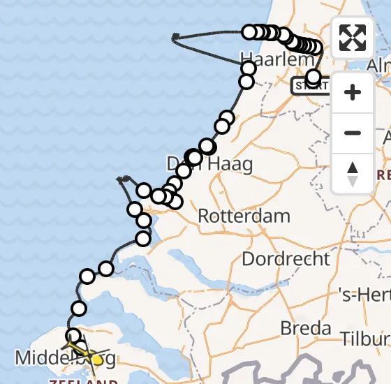 Vlucht Politiehelikopter PH-PXX van Schiphol naar Arnemuiden op woensdag 18 september 2024 9:45