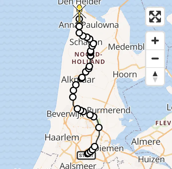 Vlucht Politiehelikopter PH-PXD van Schiphol naar Julianadorp op woensdag 18 september 2024 11:11