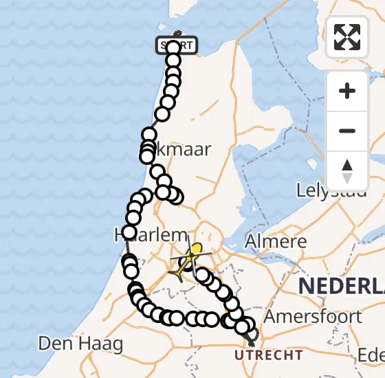 Vlucht Politiehelikopter PH-PXD van Den Helder naar Schiphol op woensdag 18 september 2024 11:45