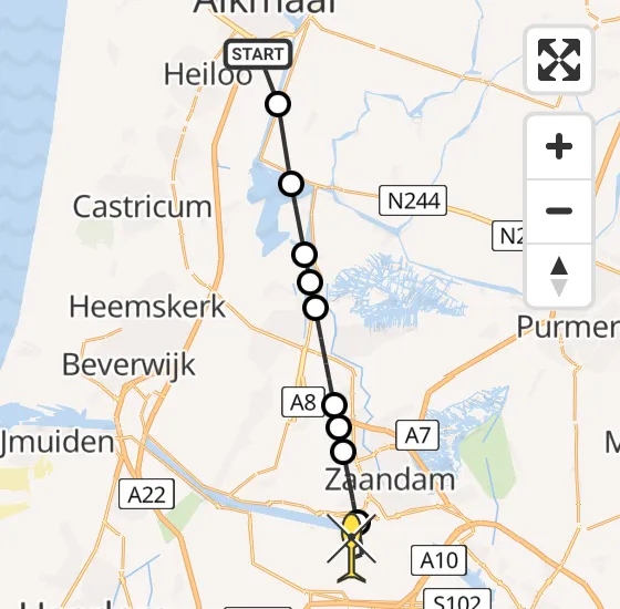 Vlucht Traumahelikopter PH-LLN van Alkmaar naar Amsterdam Heliport op woensdag 18 september 2024 17:59