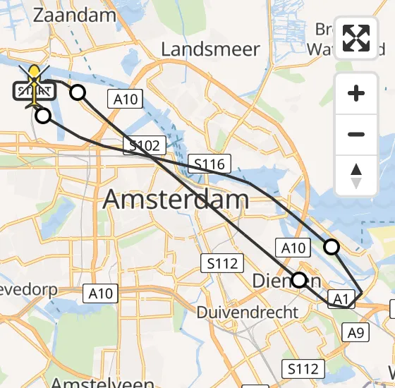 Vlucht Traumahelikopter PH-LLN van Amsterdam Heliport naar Amsterdam Heliport op woensdag 18 september 2024 18:18