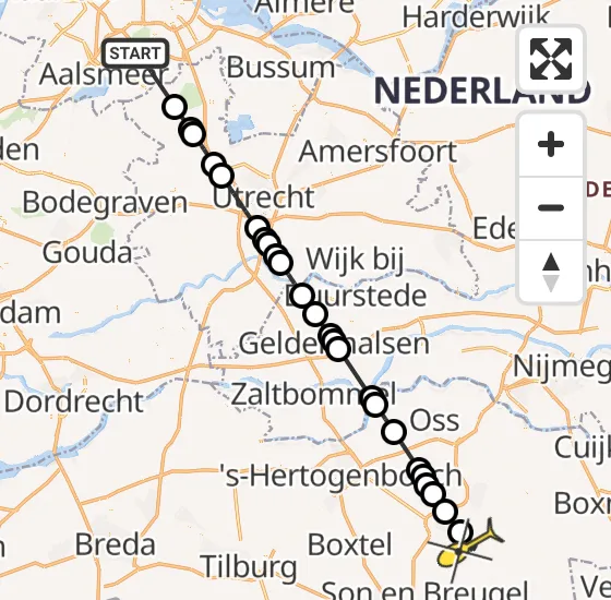 Vlucht Politiehelikopter PH-PXE van Amstelveen naar Erp op woensdag 18 september 2024 19:00