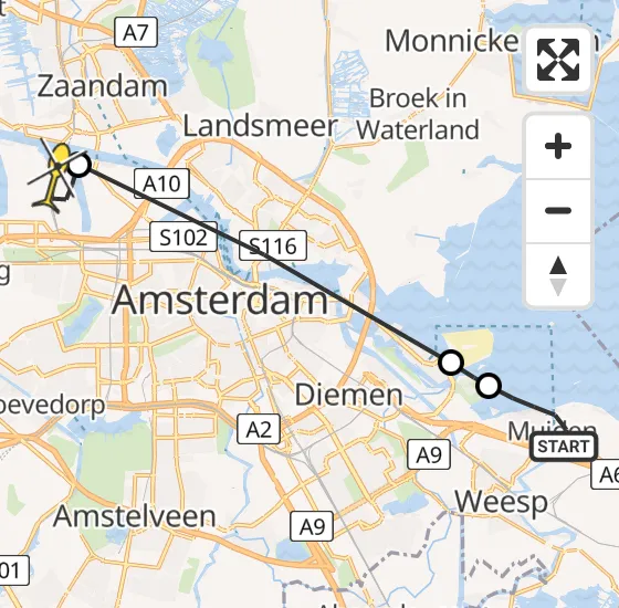 Vlucht Traumahelikopter PH-LLN van Muiden naar Amsterdam Heliport op donderdag 19 september 2024 17:14