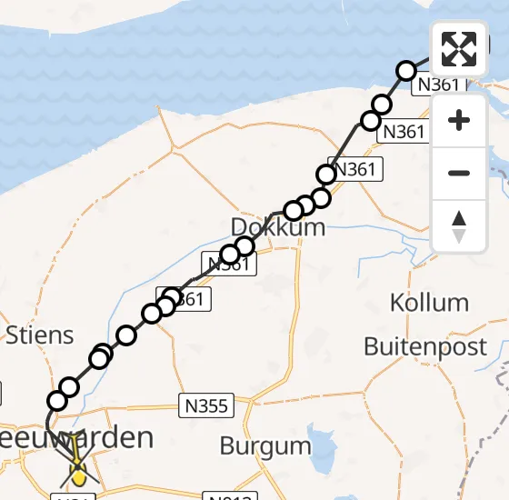 Vlucht Ambulancehelikopter PH-OOP van Schiermonnikoog naar Leeuwarden op vrijdag 20 september 2024 21:22