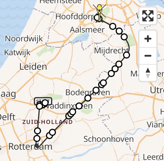 Vlucht Politiehelikopter PH-PXX van Zoetermeer naar Schiphol op vrijdag 20 september 2024 21:39