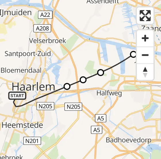 Vlucht Traumahelikopter PH-LLN van Haarlem naar Amsterdam Heliport op zaterdag 21 september 2024 2:17