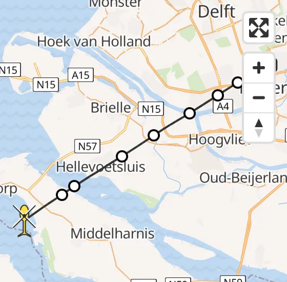 Vlucht Traumahelikopter PH-MAA van Rotterdam The Hague Airport naar Stellendam op zaterdag 21 september 2024 13:28