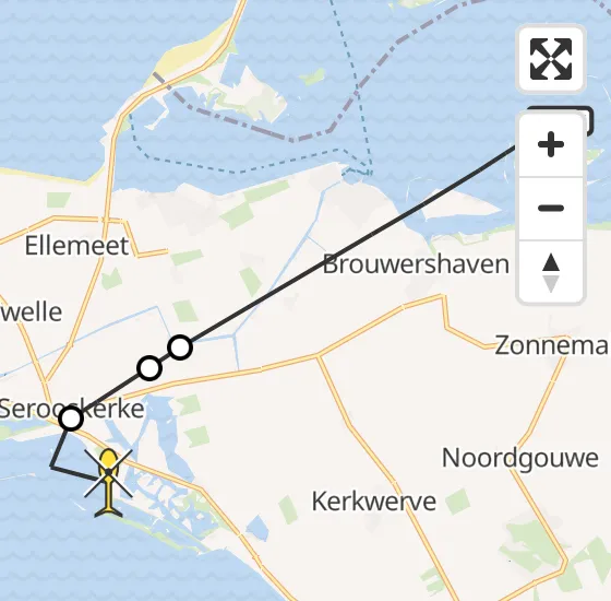 Vlucht Traumahelikopter PH-MAA van Brouwershaven naar Serooskerke op zaterdag 21 september 2024 13:39