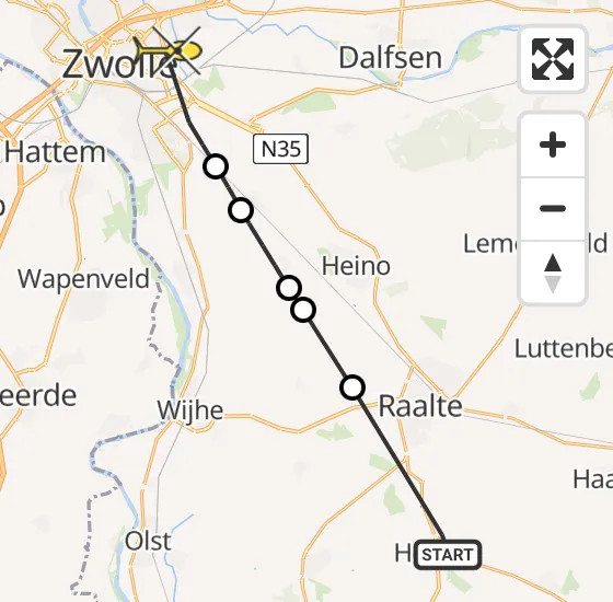 Vlucht Traumahelikopter PH-DOC van Heeten naar Zwolle op zaterdag 21 september 2024 14:02