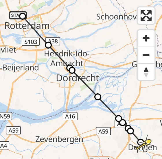 Vlucht Traumahelikopter PH-MAA van Rotterdam The Hague Airport naar Dongen op zaterdag 21 september 2024 14:10