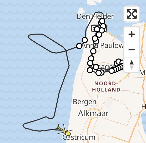 Vlucht Kustwachthelikopter PH-SAR van Vliegveld De Kooy naar  op zaterdag 21 september 2024 15:37