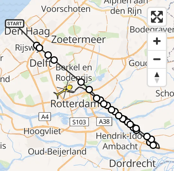 Vlucht Traumahelikopter PH-MAA van Den Haag naar Rotterdam The Hague Airport op zaterdag 21 september 2024 18:50