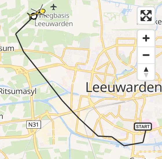 Vlucht Ambulancehelikopter PH-OOP van Leeuwarden naar Vliegbasis Leeuwarden op zaterdag 21 september 2024 23:35