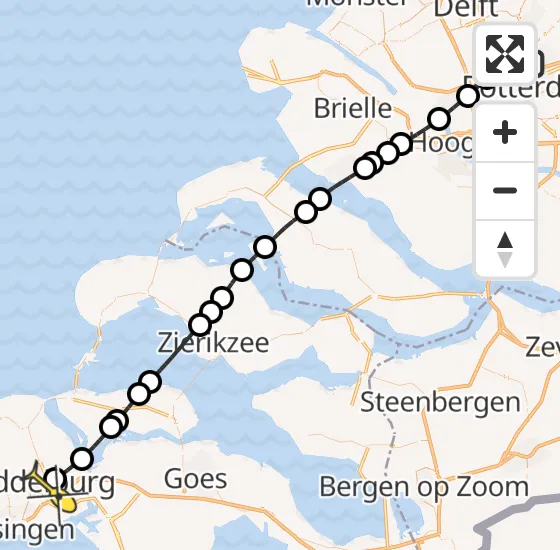 Vlucht Traumahelikopter PH-MAA van Rotterdam The Hague Airport naar Middelburg op zondag 22 september 2024 0:22