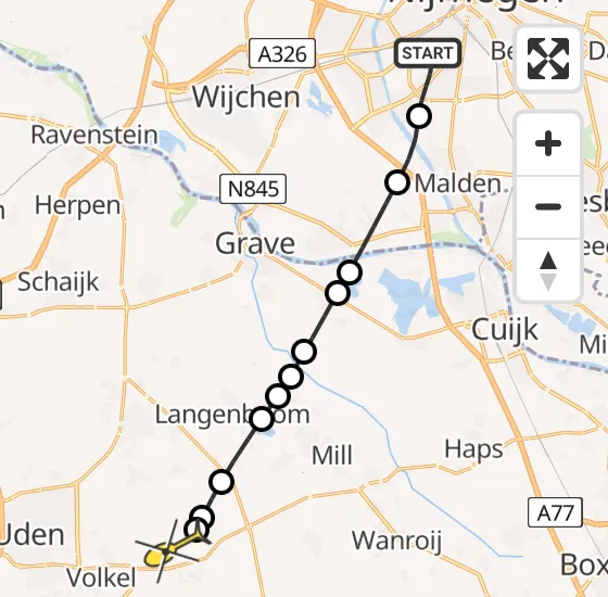 Vlucht Traumahelikopter PH-DOC van Nijmegen naar Vliegbasis Volkel op zondag 22 september 2024 0:41