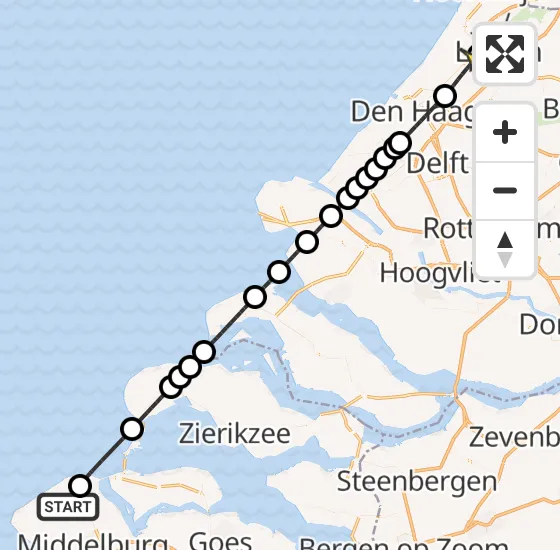 Vlucht Traumahelikopter PH-LLN van Oostkapelle naar Leiden op zondag 22 september 2024 1:34