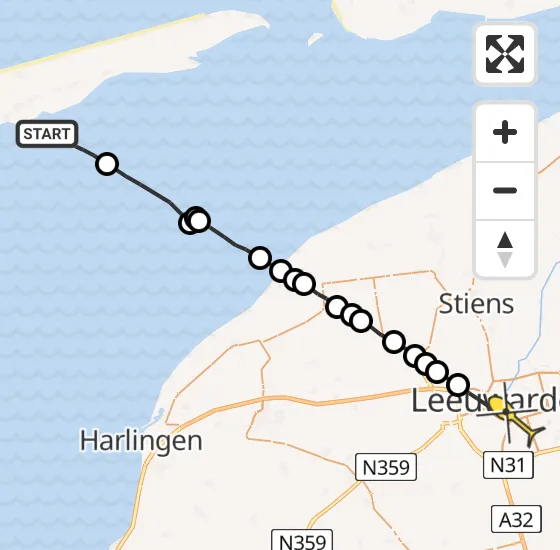 Vlucht Ambulancehelikopter PH-OOP van Formerum naar Leeuwarden op zondag 22 september 2024 2:13