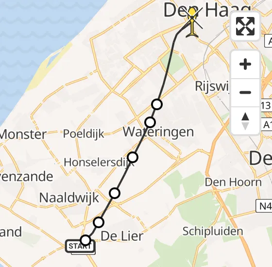 Vlucht Traumahelikopter PH-MAA van Naaldwijk naar Den Haag op zondag 22 september 2024 3:14