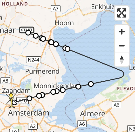 Vlucht Traumahelikopter PH-LLN van Ursem naar Amsterdam Heliport op zondag 22 september 2024 8:35