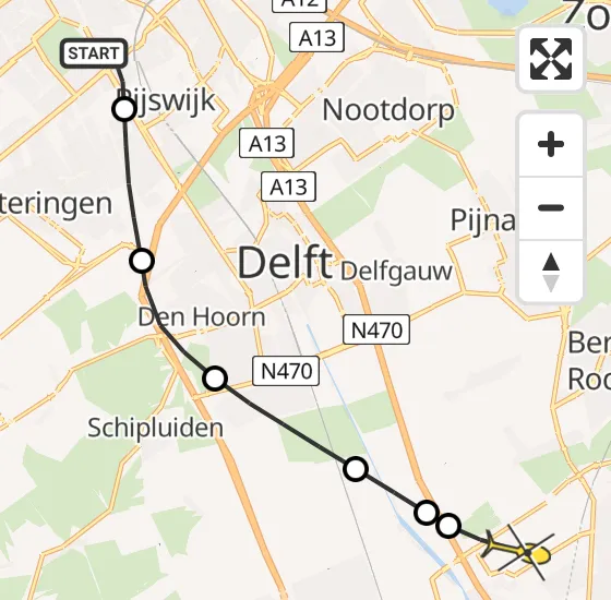 Vlucht Traumahelikopter PH-MAA van Den Haag naar Rotterdam The Hague Airport op zondag 22 september 2024 10:01