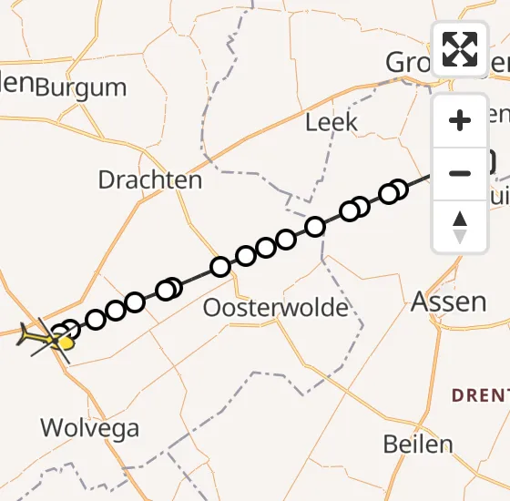 Vlucht Traumahelikopter PH-TTR van Groningen Airport Eelde naar Heerenveen op zondag 22 september 2024 12:38