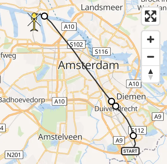 Vlucht Traumahelikopter PH-LLN van Academisch Medisch Centrum (AMC) naar Amsterdam Heliport op zondag 22 september 2024 12:49