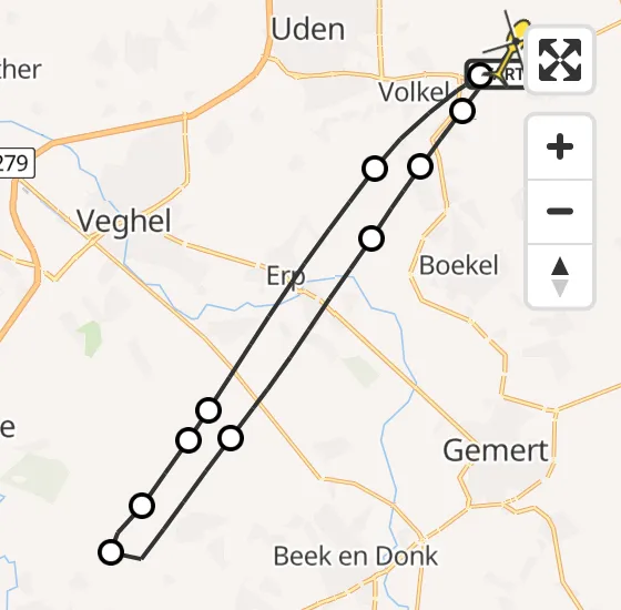 Vlucht Traumahelikopter PH-DOC van Vliegbasis Volkel naar Vliegbasis Volkel op zondag 22 september 2024 13:55