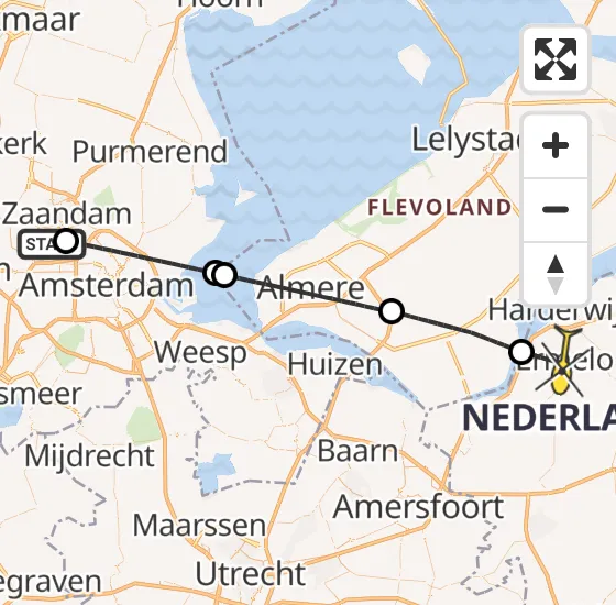 Vlucht Traumahelikopter PH-LLN van Amsterdam Heliport naar Ermelo op zondag 22 september 2024 14:30