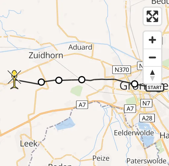 Vlucht Ambulancehelikopter PH-OOP van Universitair Medisch Centrum Groningen naar Niekerk op zondag 22 september 2024 15:06